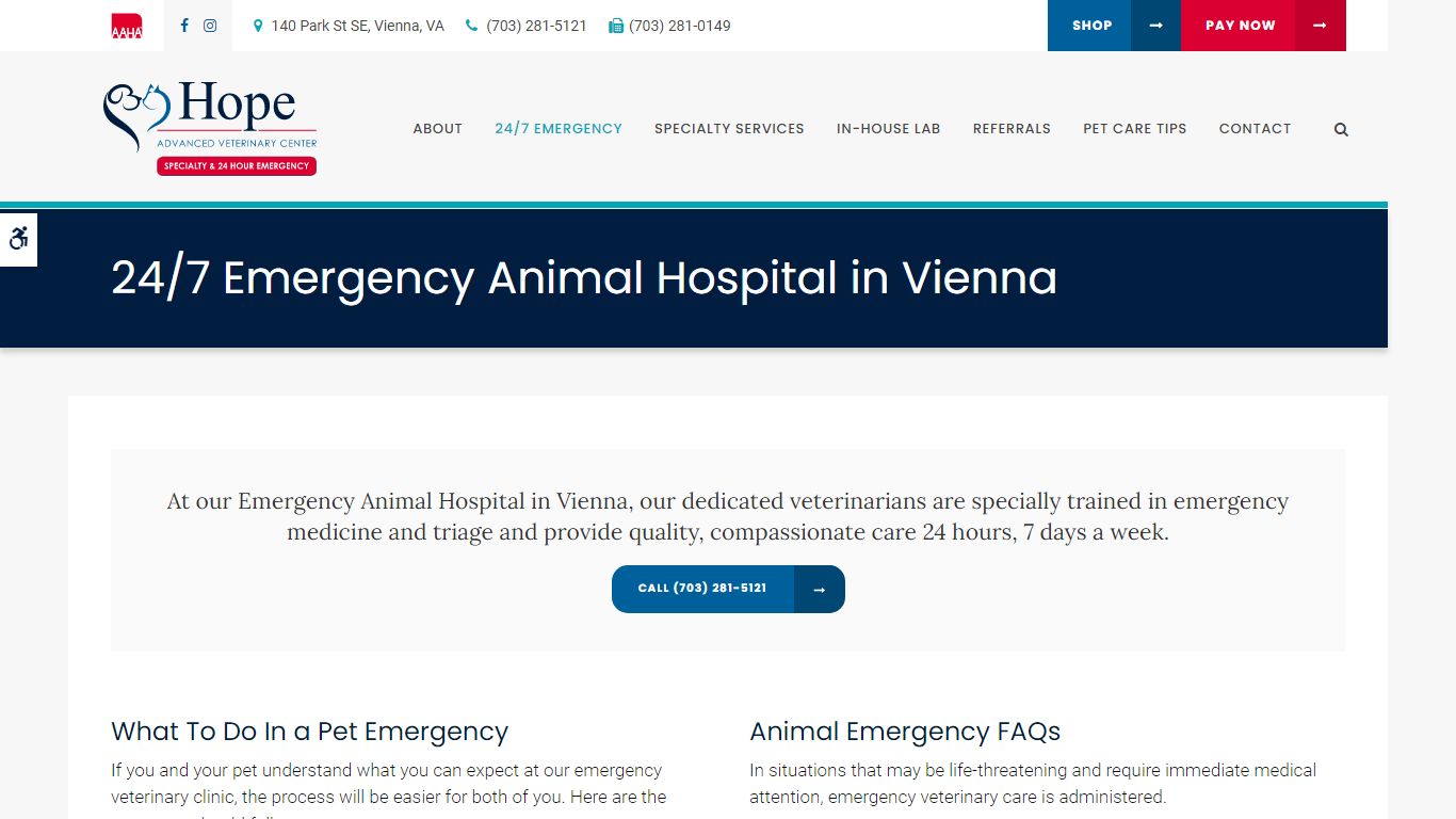 Emergency Vet Clinic in Vienna, VA | 24 hour Pet Hospital